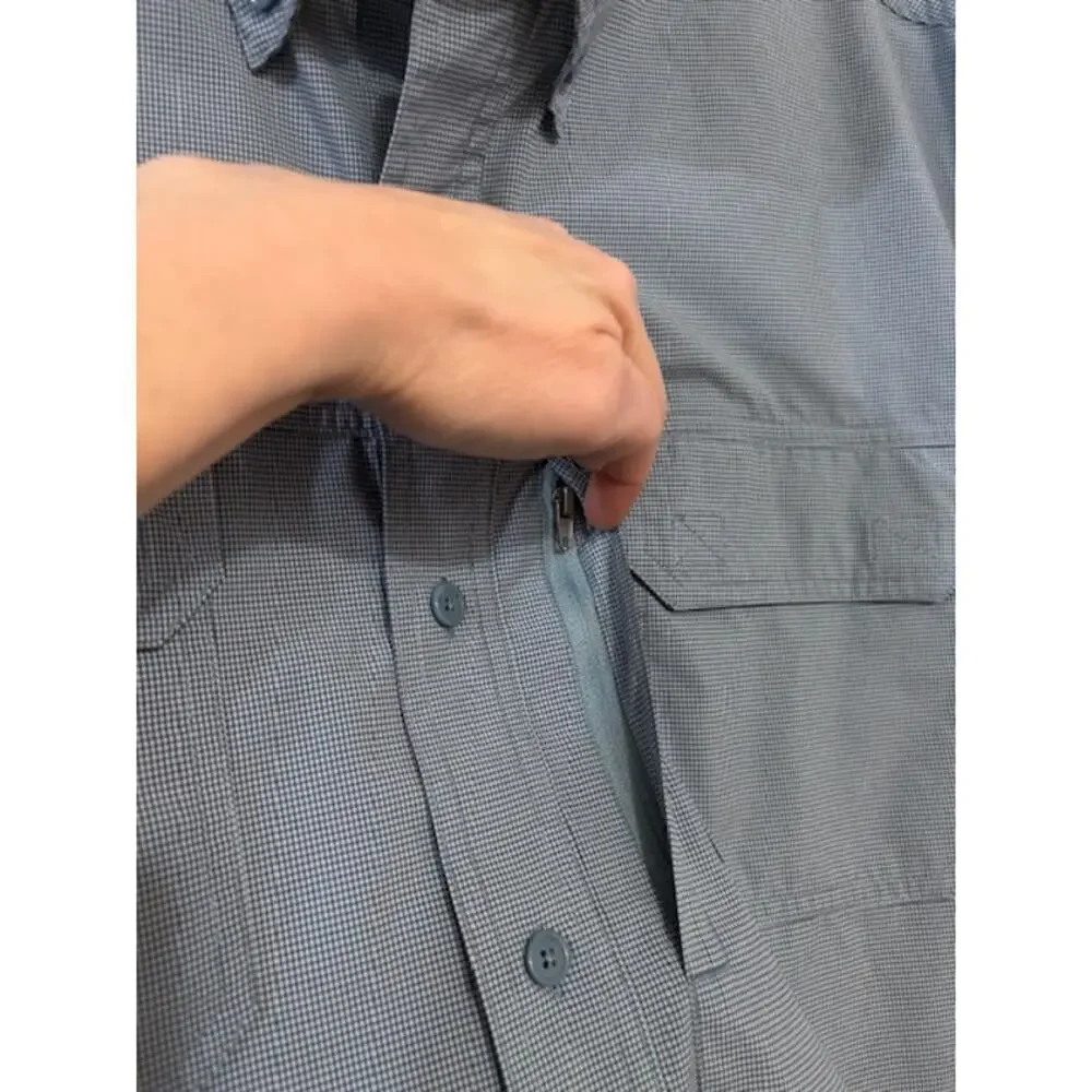 CE Schmidt Mens Work Wear Shirt Short Sleeve Button Front Collar Mens Large